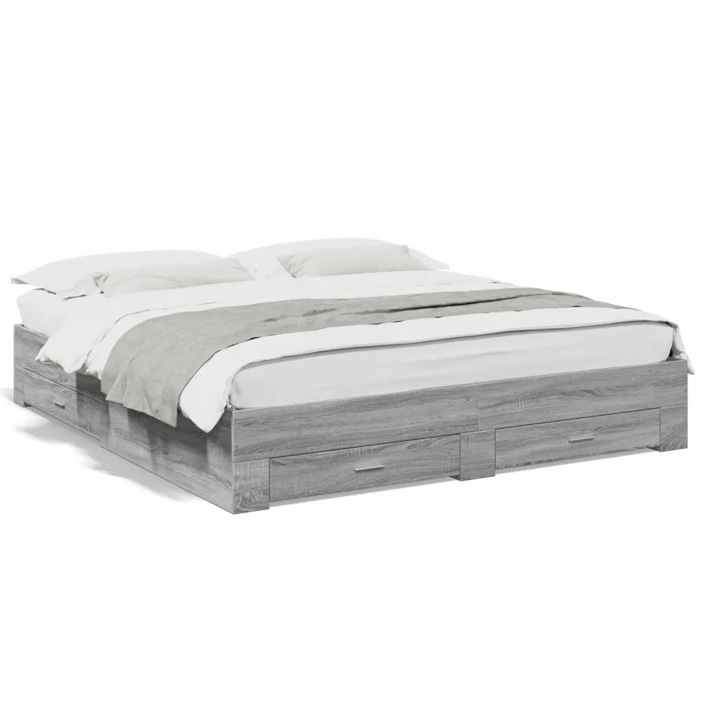 Giroletto Cassetti Grigio Sonoma 180x200 cm Legno Multistrato 3280368