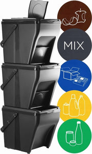 Contenitore di separazione dei rifiuti modulare - Emme di raccolta per cucina e bagno (3 x 25 l)