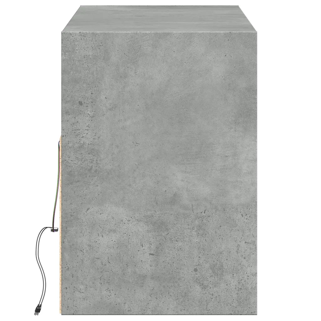 Mobile TV a Parete con Luci LED Grigio Cemento 130x31x45 cm