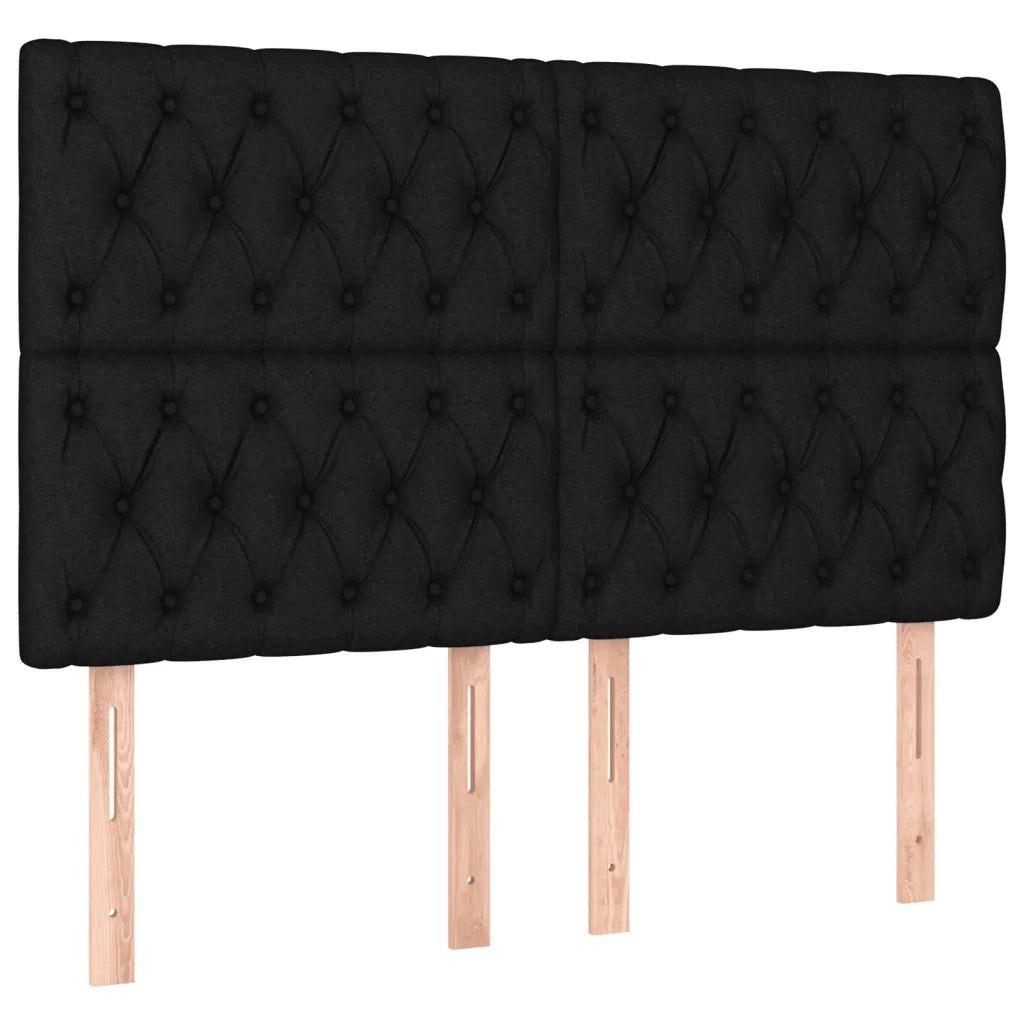 Letto a Molle con Materasso e LED Nero 160x200 cm in Tessuto