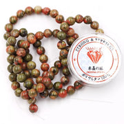 Collezione di perle con corda per l'artigianato Perle in pietra per uso DIY Bracciale energetico 4 mm = 180 pezzi e 1 rotolo di filo Unakite 4 mm