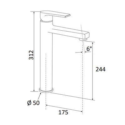 MISCELATORE MONOCOMANDO LAVABO ALTO LINEA ARTIC- Nero Opaco- MARIA- pezzi 1