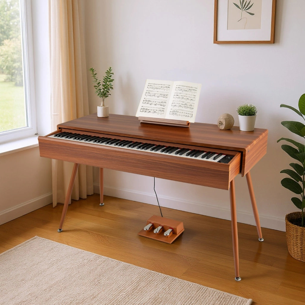 Tastiera pesata con azione a martello graduata a 88 tasti, Pianoforte elettrico a grandezza naturale con cassetto estraibile