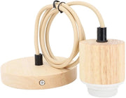 Supporto Lampada a Sospensione in Legno per Basetta E27 Base Plafondo Kit di Montaggio con Cavo