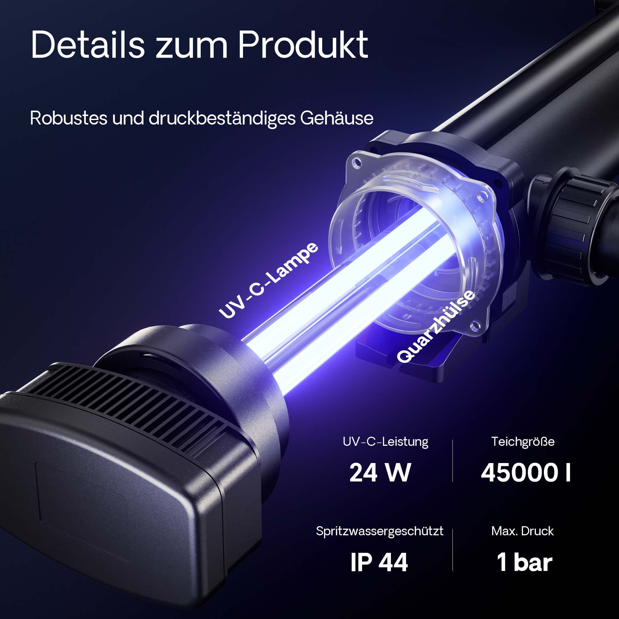 CUV-324 Chiarificatore acqua per laghetti Filtro luminoso 24W