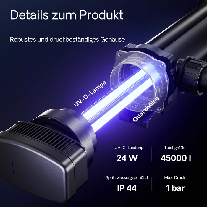 CUV-324 Chiarificatore acqua per laghetti Filtro luminoso 24W