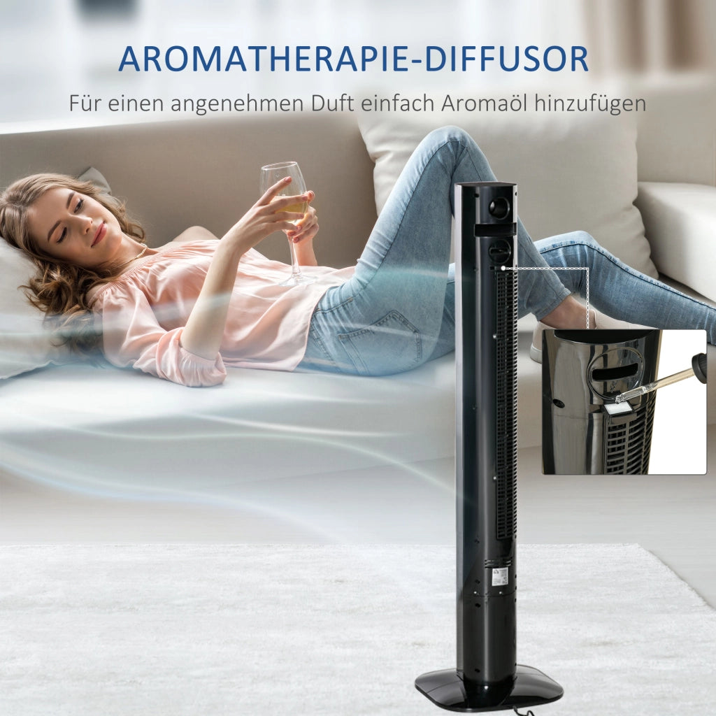 Ventilatore a colonna con telecomando e diffusore di aromi ¨C zephmum ¨C Nero 45W 70¡ã oscillazione