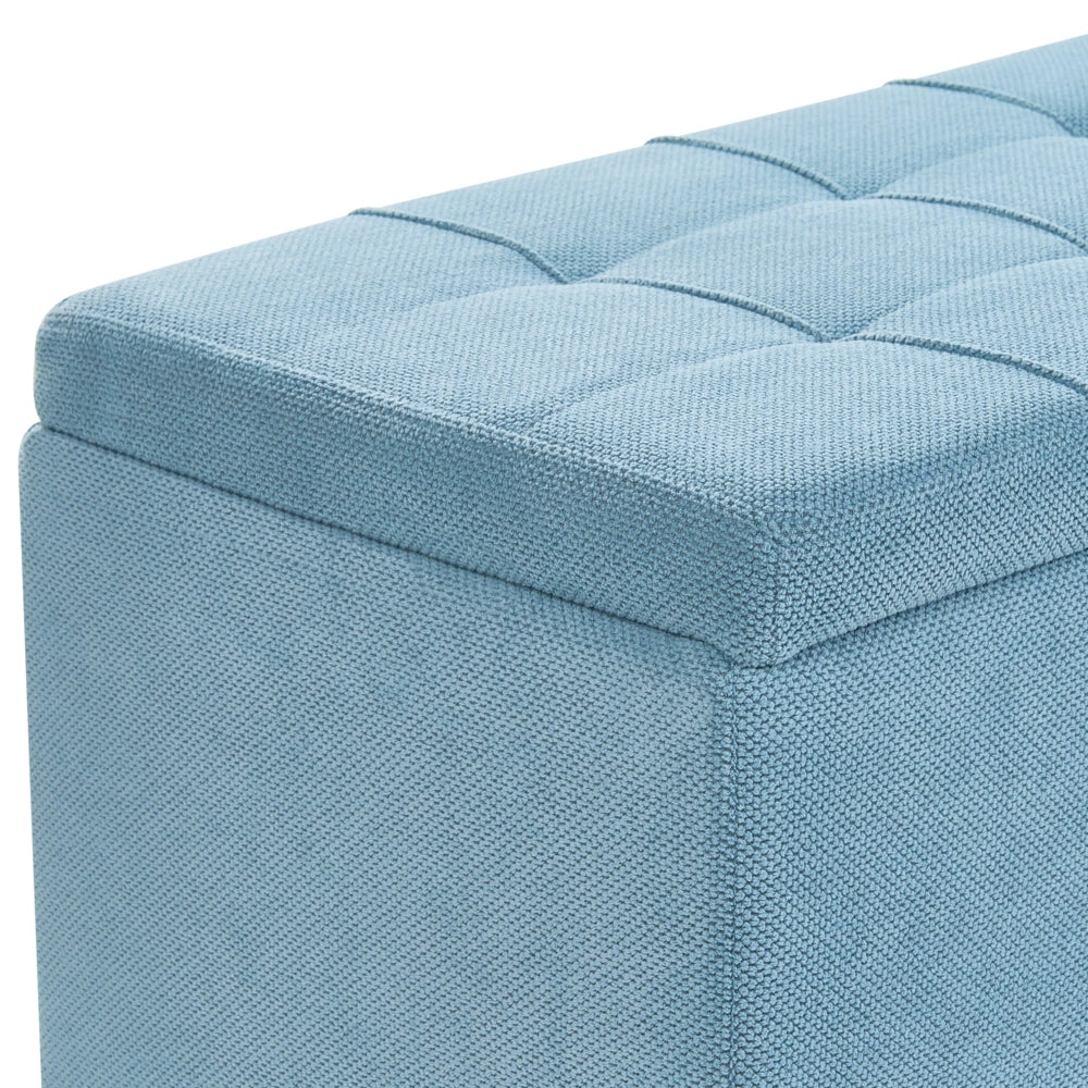 Ottomana blu 100 x 42 x 40 cm in tessuto poliestere Poggiapiedi imbottito Soggiorno Stile Moderno