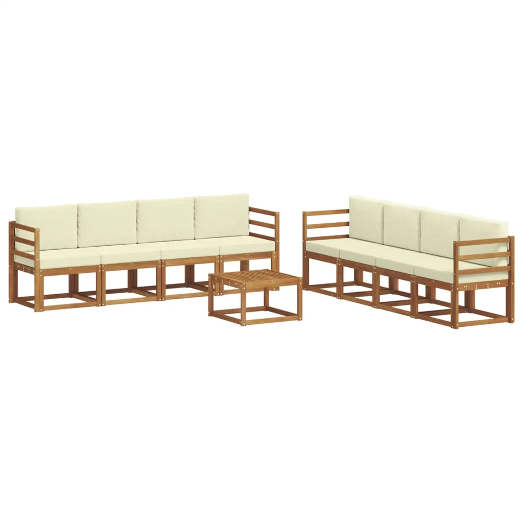 Set di divani da esterno con cuscino 9 pcs Naturale e Crema 3366168