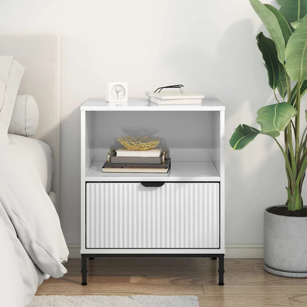 Armadio da Notte con cassetto Bianco lucido 49 x 36 x 61 cm 883482