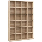 Mobile Porta CD con Ripiani Regolabili per 456 CD o 336 DVD, 24 Scomparti, 89x20x130.5 cm, Legno