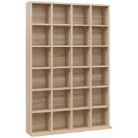 Mobile Porta CD con Ripiani Regolabili per 456 CD o 336 DVD, 24 Scomparti, 89x20x130.5 cm, Legno