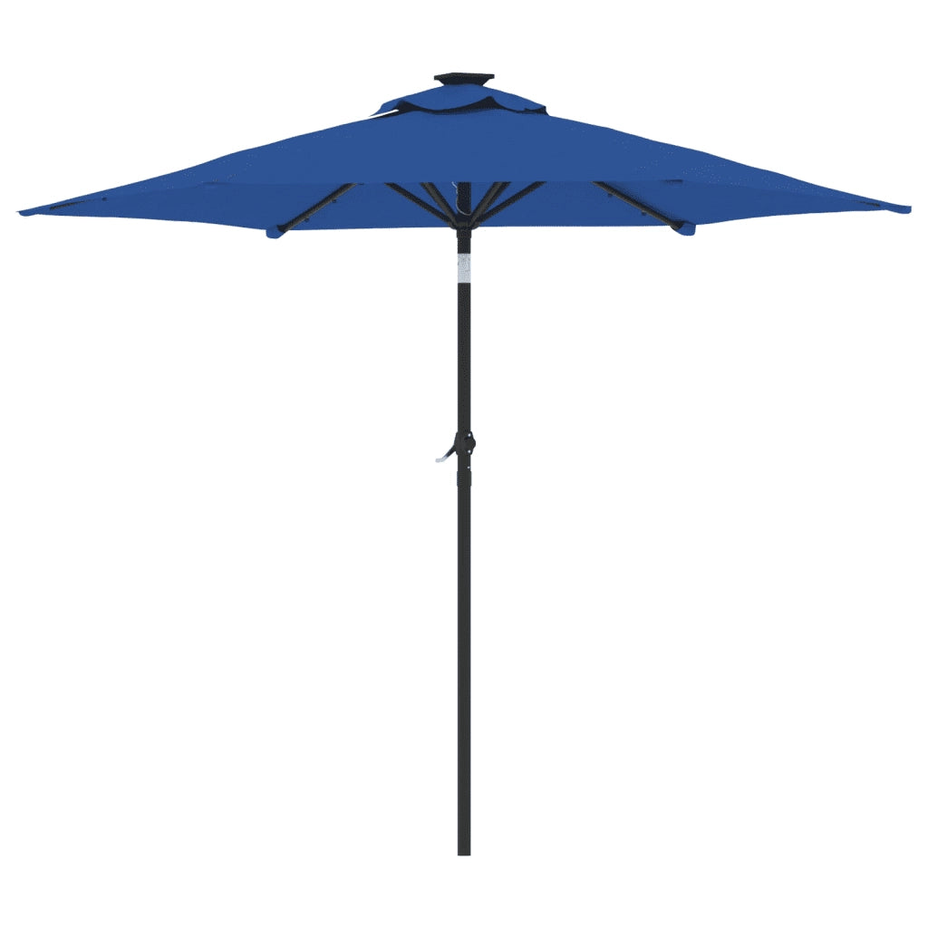 vidaXL Ombrellone Giardino con LED Palo Acciaio Azzurro 225x225x212 cm