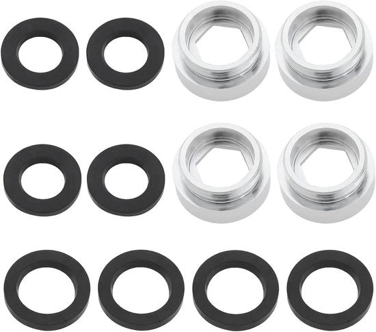 4 Adattatori per Vaso di Acciaio inox per Adattamento Flessibile M24 femmina a M22 maschio per Flessibili per Acqua per Fissaggio su Rubinetto di Cucina