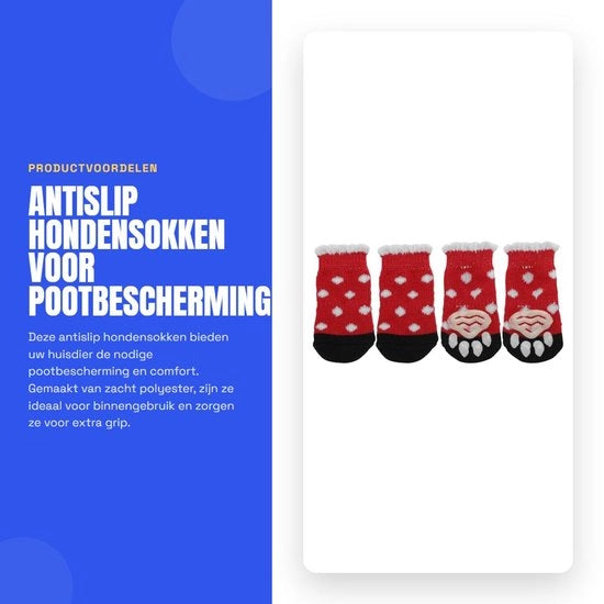Set di protezione per zampe di cane antiscivolo - Pannolino per cane - Set di 4 - Zoccoli in gomma - Tessuto di poliestere caldo - Taglia S (6 x 2,5 cm) - Abbigliamento per animali