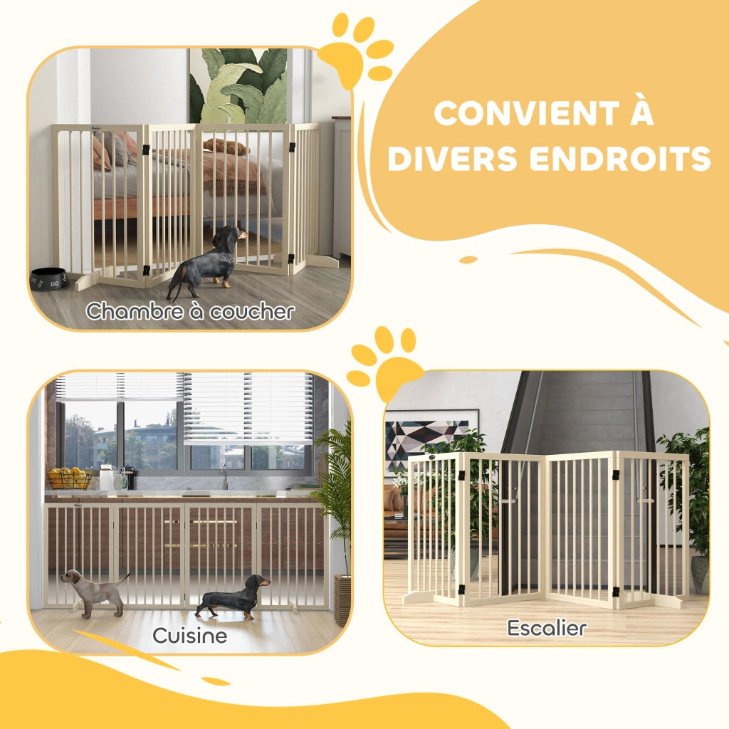 Cancello di sicurezza modulare pieghevole per animali domestici ¨C Xylo ¨C legno massello 206x35,5x76 cm