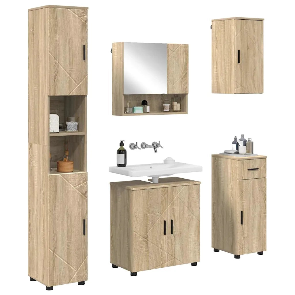vidaXL Set di mobili per il bagno 5 pcs rovere sonoma 61 x 35 x 64 cm