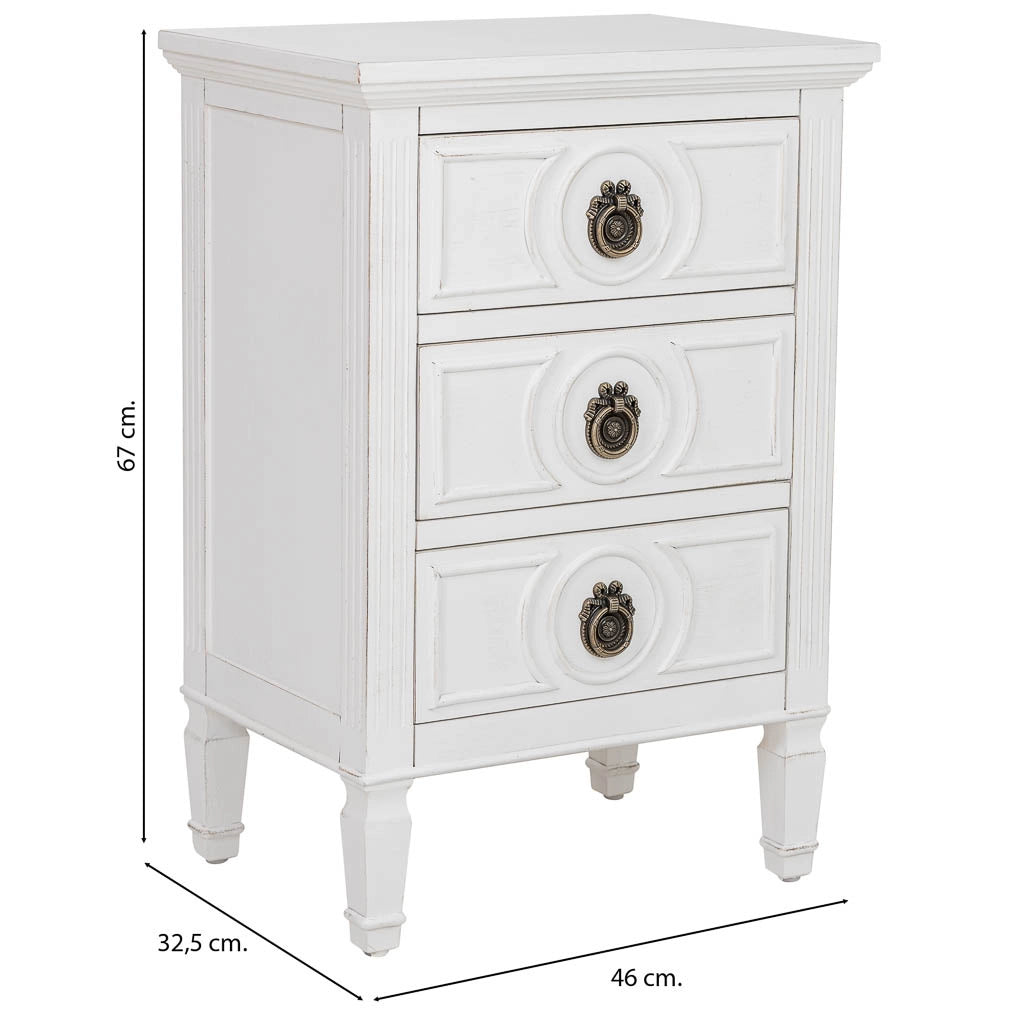 Comodino in legno bianco 46x32,5x67h cm