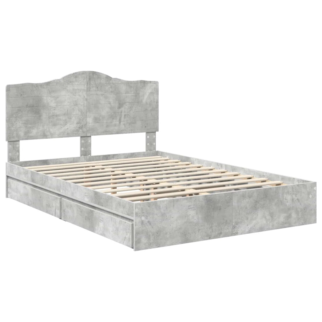 Letto con Contenitore con testiera Grigio cemento 150 x 200 cm 3413495