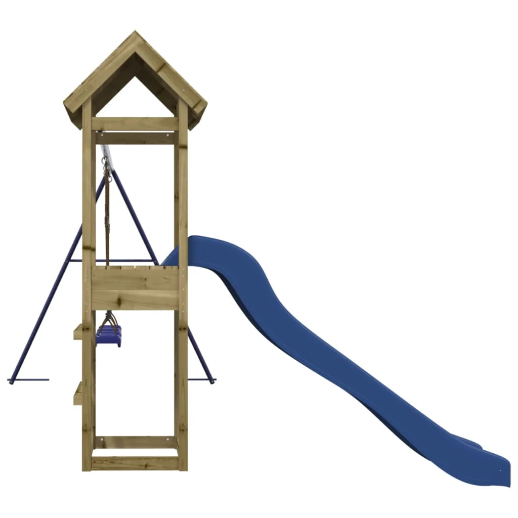 Altalene per parco giochi all'aperto scivolo altalene robuste giochi da giardino 308 x 315 x 194 cm legno di pino impregnato 02_0004738