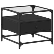Tavolino da salotto | Tavolino da caff¨¨ | Tavolino da Soggiorno con Piano in Vetro Nero 50x50x45 cm Acciaio