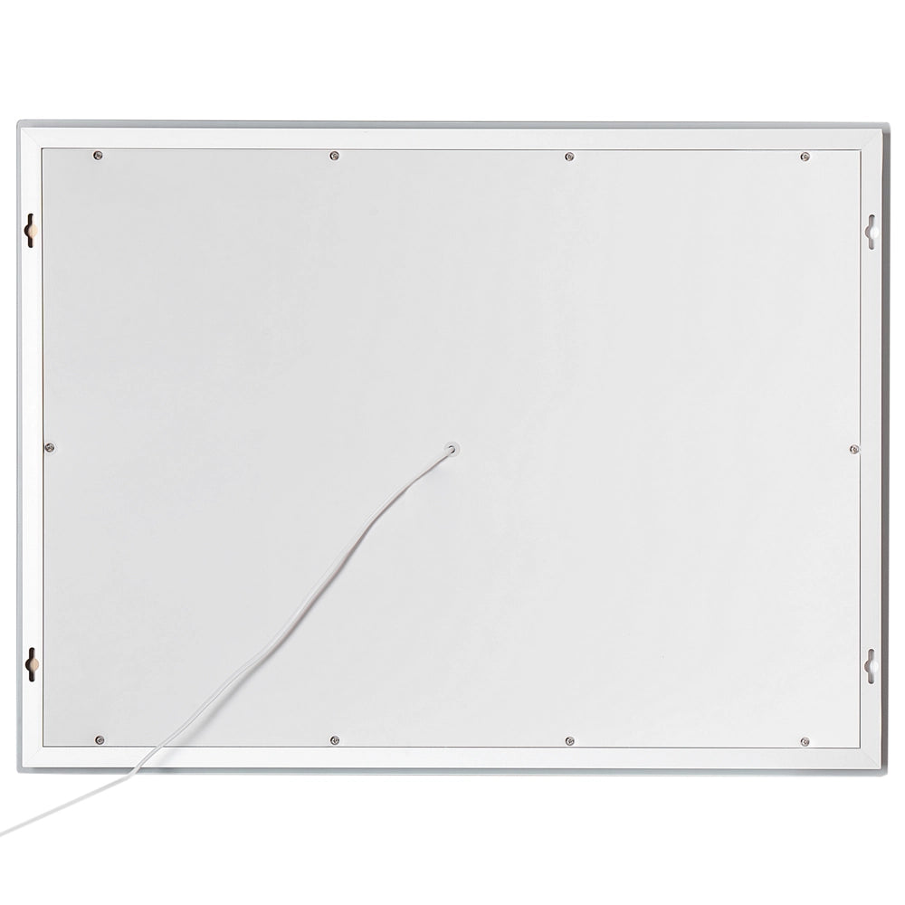 Specchio da bagno a LED rettangolare argento con luci colorate e funzione antiappannamento 80 x 60 cm stile glamour