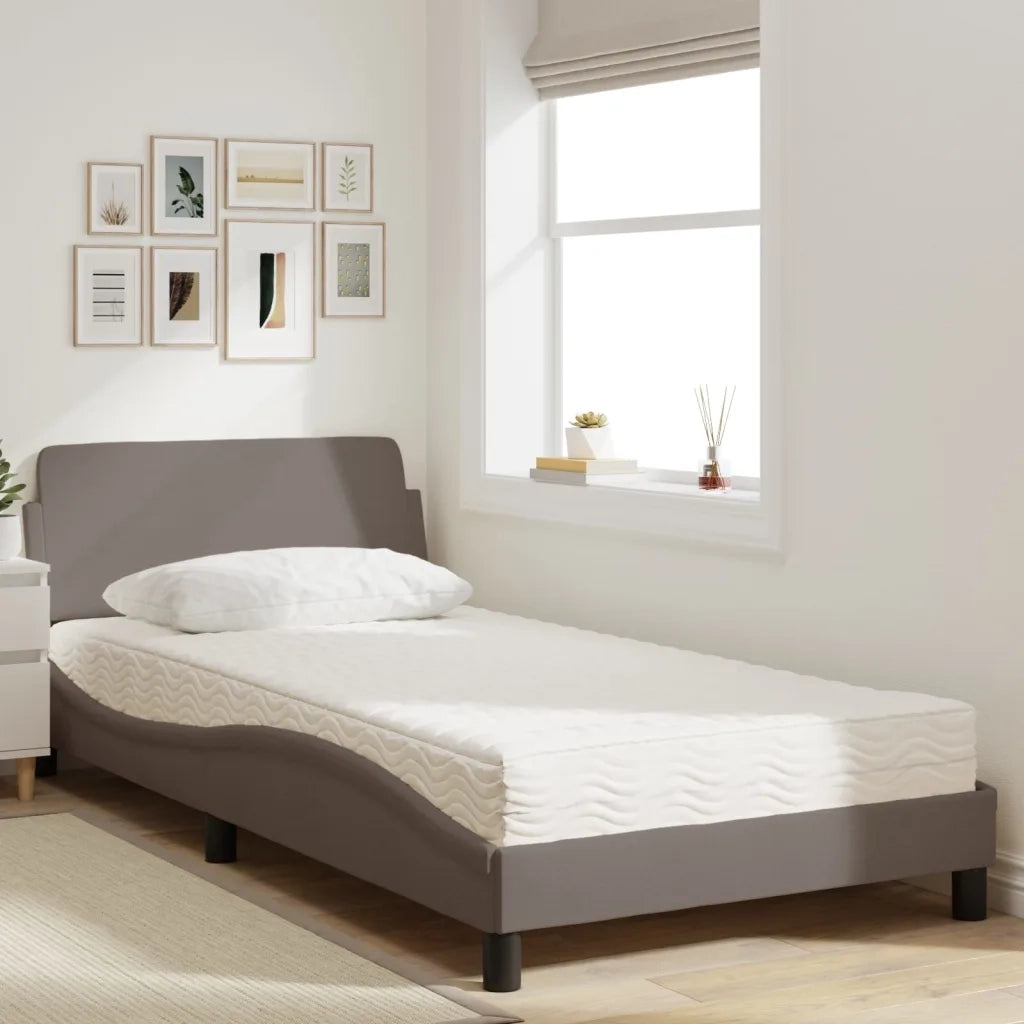 Letto con Materasso Dover Tortora 100x200 cm in Tessuto