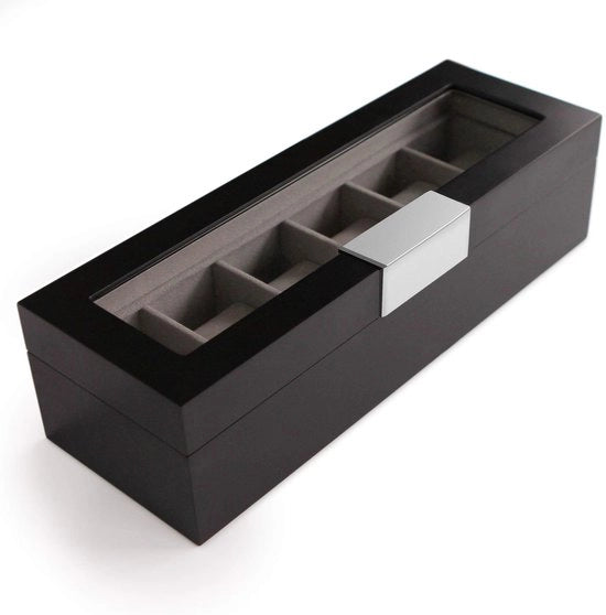 Cassa Elegante Collezione di cassetti in legno eleganti per orologi da 6 con vetrina