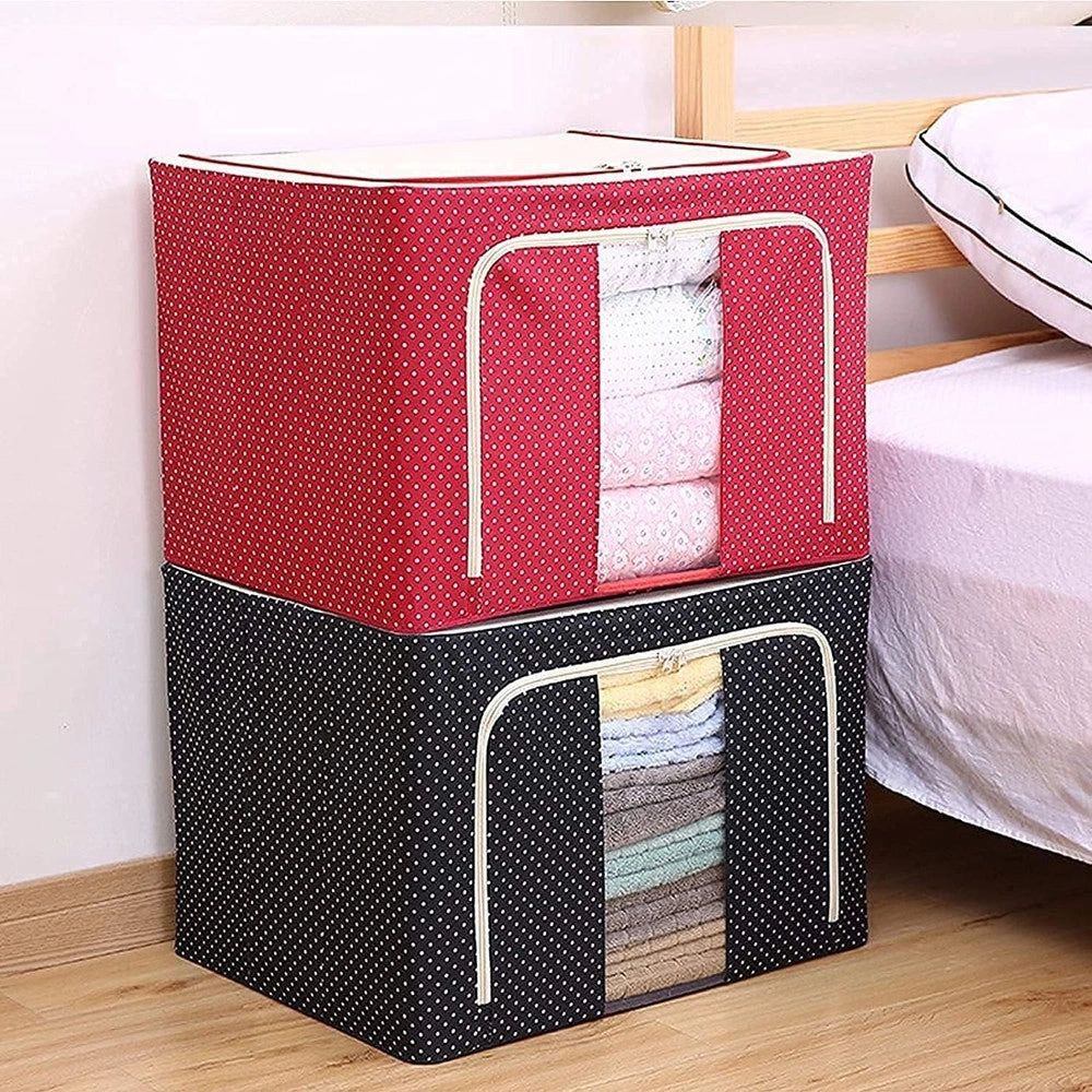 Trade Shop - Borsa Portaoggetti Multifunzionale Pieghevole Tessuto Con Finestra Manici 100lt 60x42x40cm -