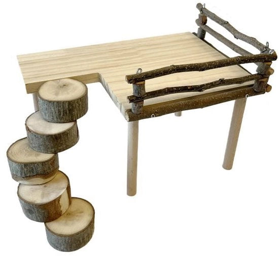 Piattaforma per Gabbia di Hamster in Legno con Scala Accessori per Gabbia di Hamster con Forma Circolare.