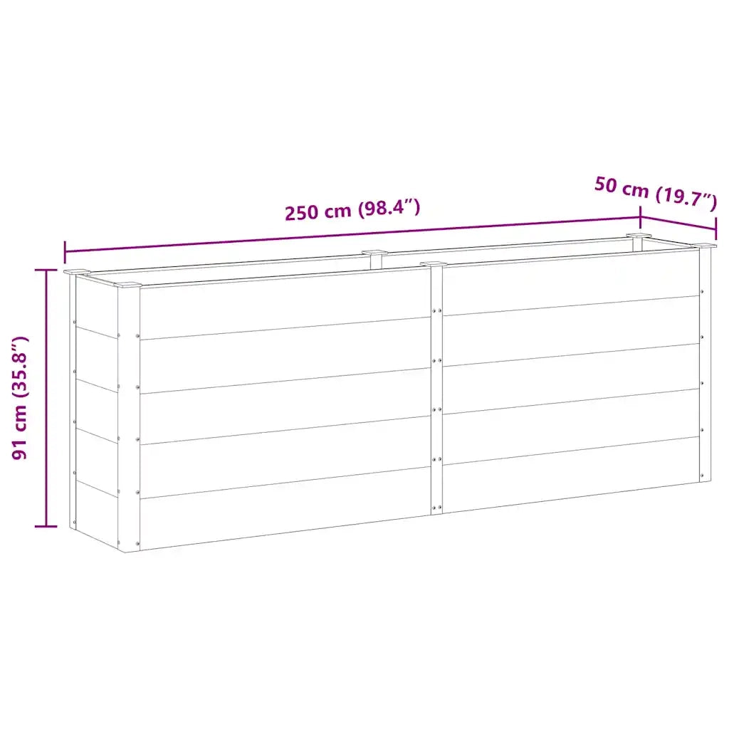 Letto Rialzato da Giardino 250x50x91 cm in WPC Grigio 49058