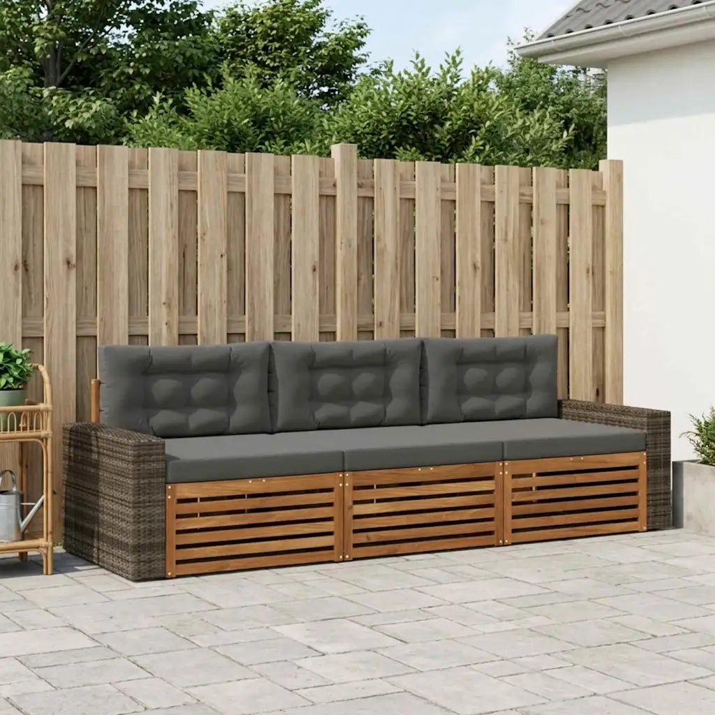 Set di divani da esterno 3 pcs Naturale e Antracite Poliestere