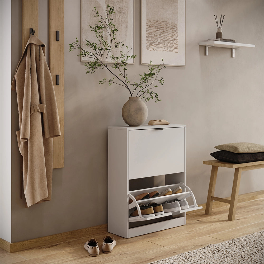 Scarpiera da ingresso Gizmo Bianco/Nero 59 x 77.6 cm con 2 scomparti Vicco