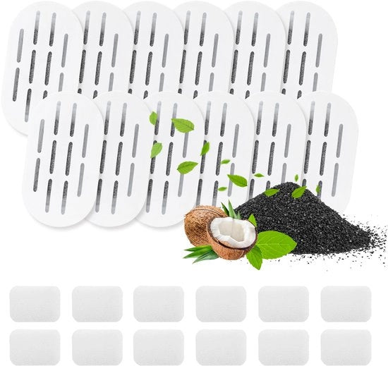 Kit di filtri per fonte acqua per gatti – 12 filtri a carbonatto attivi + 12 filtri a schiuma con progetto 10-gatti – Filtrazione multi-trappola – Acqua fresca e pulita per il tuo gatto