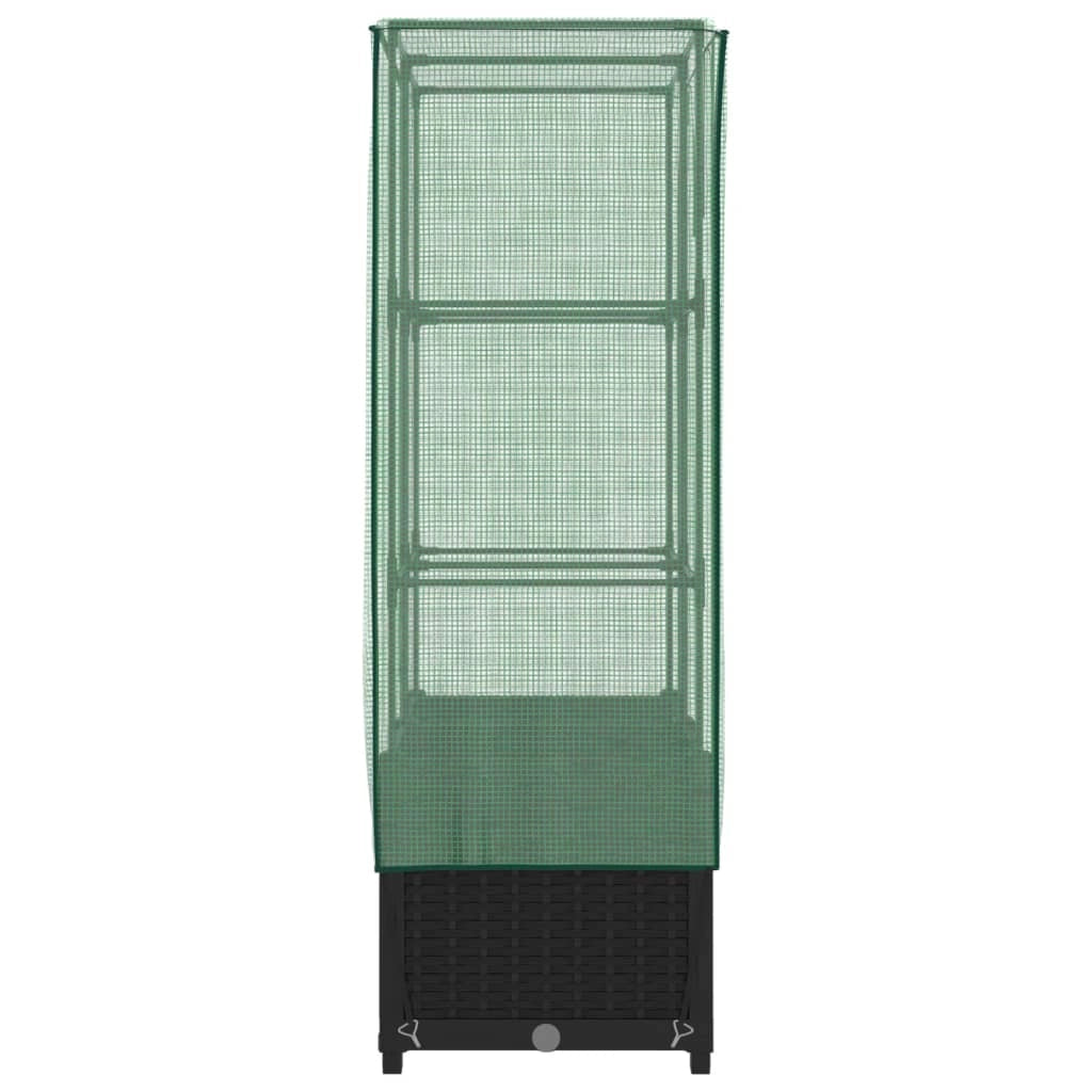 Aiuola rialzata/fioriera con copertura effetto rattan 80 x 40 x 138 cm nero 02_0038791