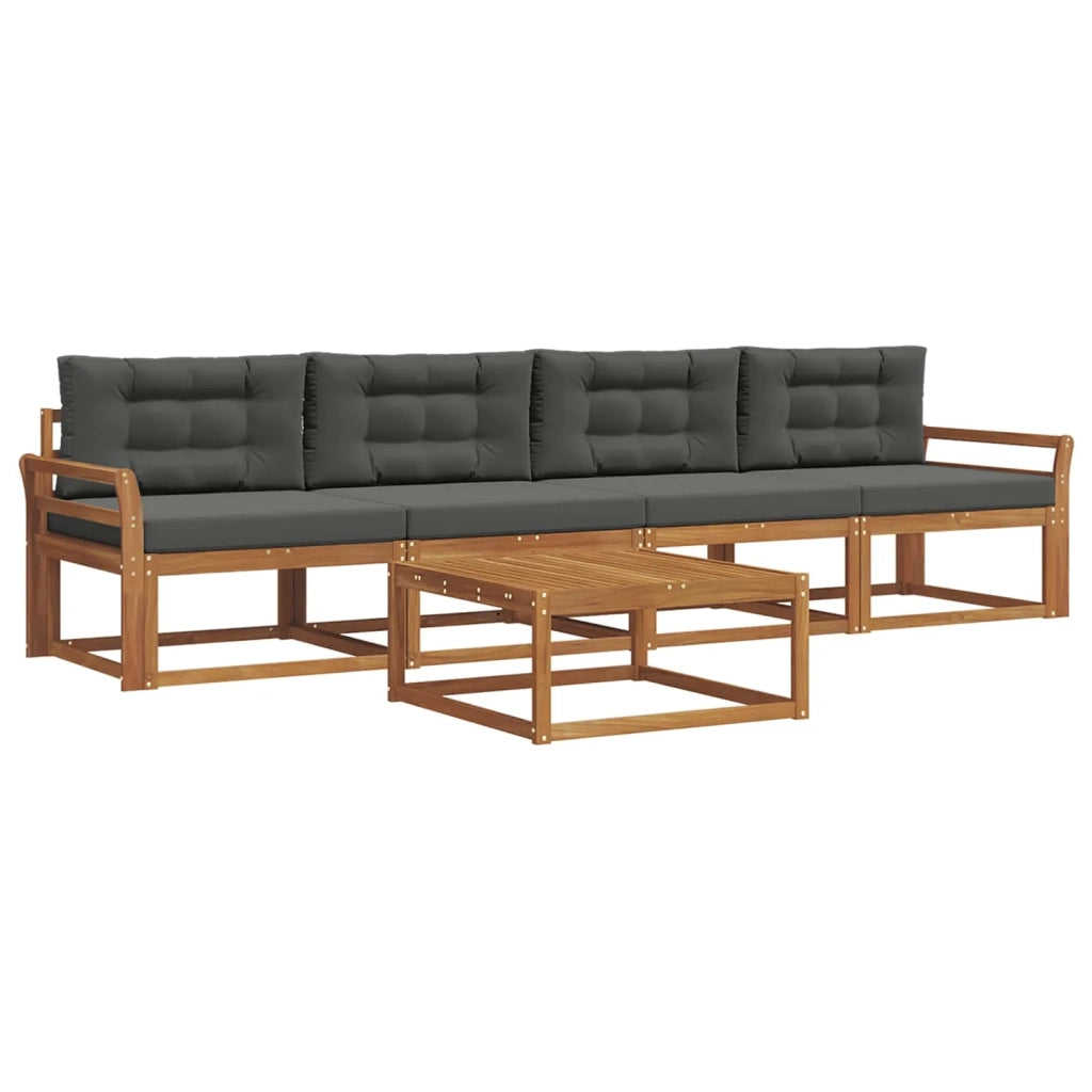 Set di divani da esterno con cuscino 5 pcs Naturale e Antracite