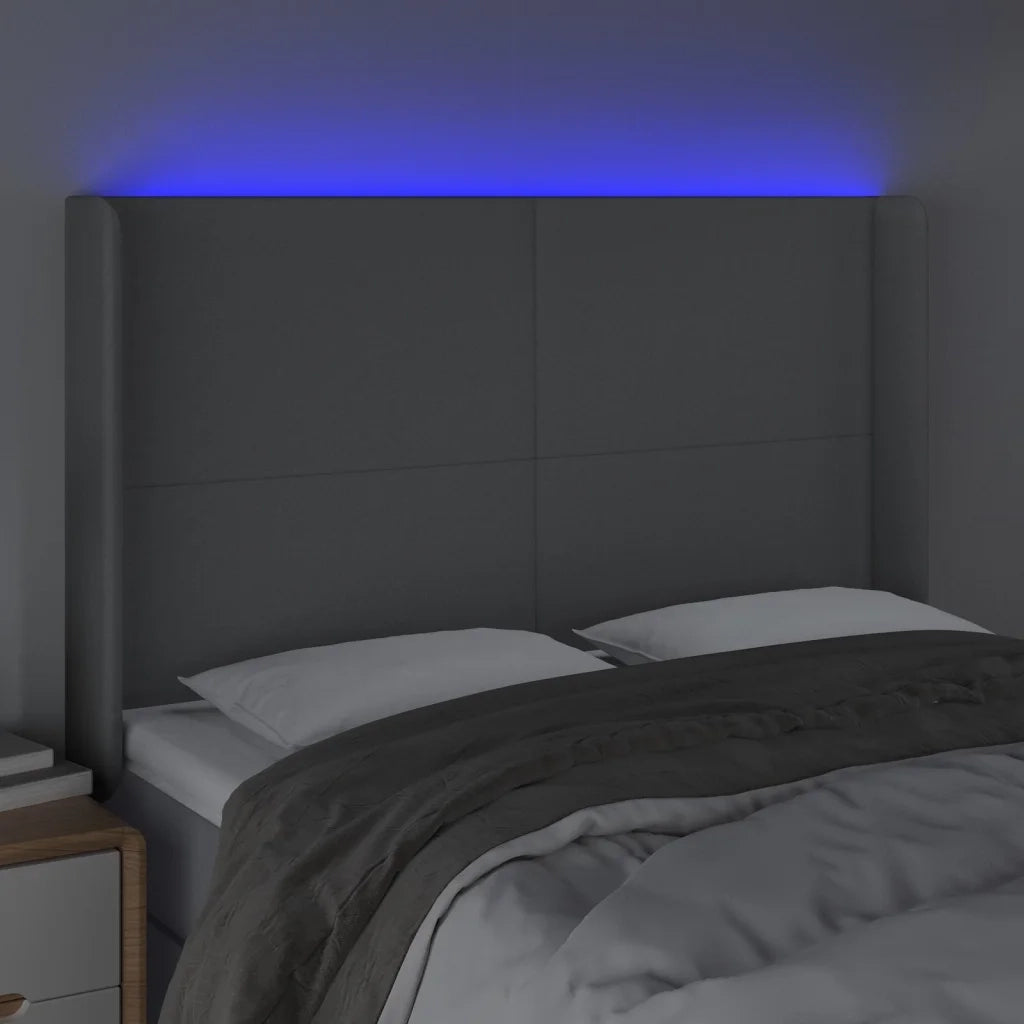 Testiera a LED Grigio Chiaro 147x16x118/128 cm in Tessuto 3123766