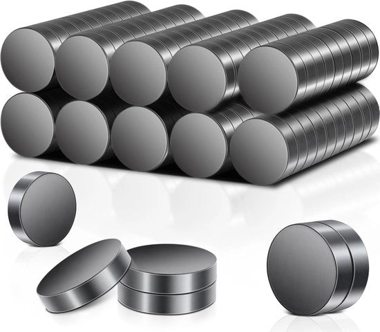 Pacco di 100 magneti per lavagne, 10 x 3 mm magneti ferromagnetici neri, forti, magneti per lavagna bianca, magneti rotondi per frigorifero, magneti per frigorifero
