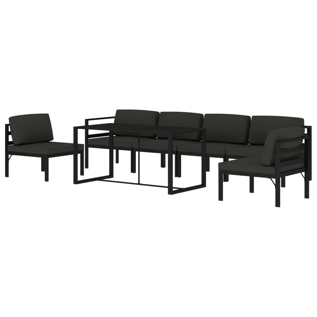 Set Divani da Giardino 7 pz con Cuscini in Alluminio Antracite cod mxl 35800