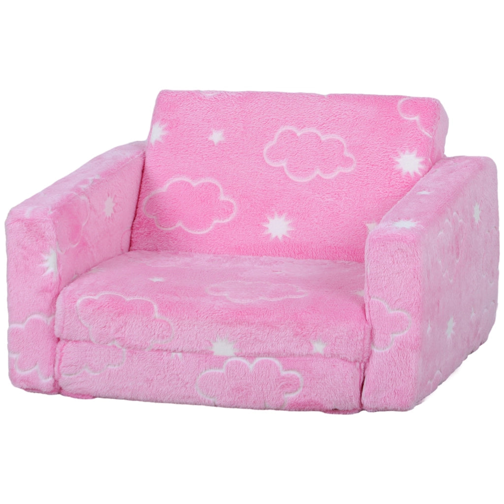 Divano letto per bambini 2 posti ¨C zephmum ¨C rosa, tessuto, 90x