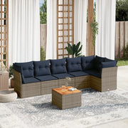 Set Divani da Giardino 7 pz con Cuscini Grigio in Polyrattan