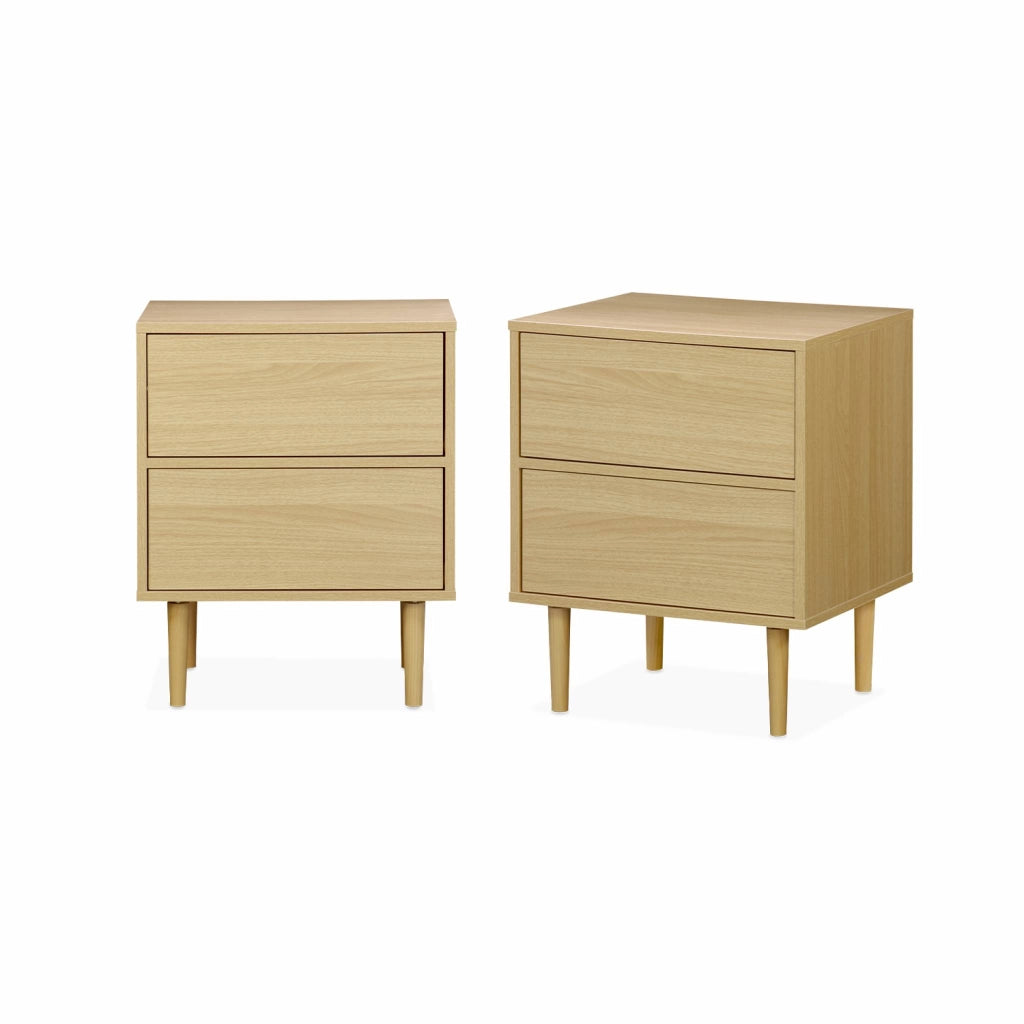 Set 2 comodini effetto legno naturale, marrone naturale
