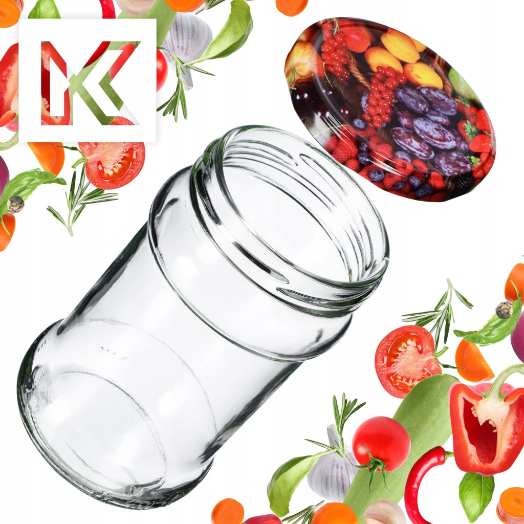Barattoli per conserve KADAX Seno 315 ml 50 pezzi 66 mm + coperchi "Frutta"