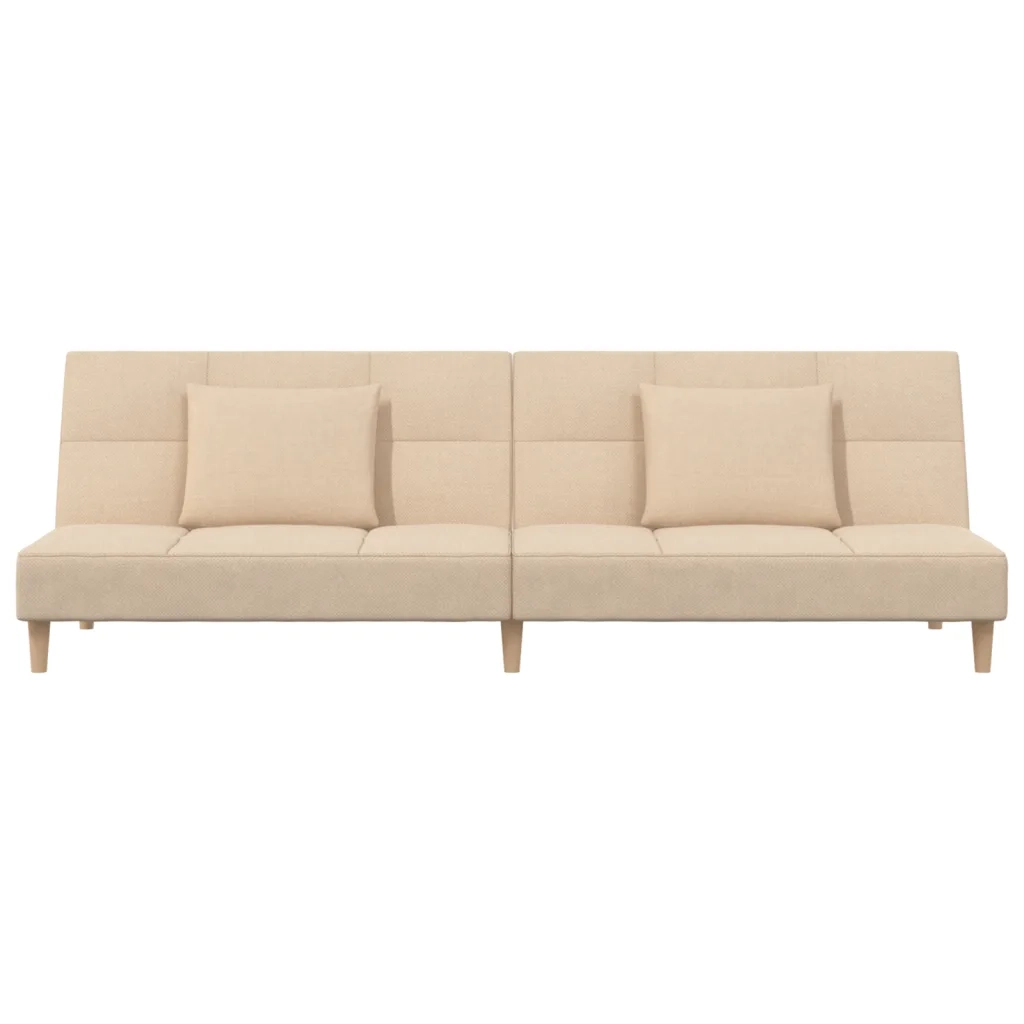 Divano letto | Sof¨¤ letto | Letto singolo a 2 Posti con 2 Cuscini Crema in Tessuto
