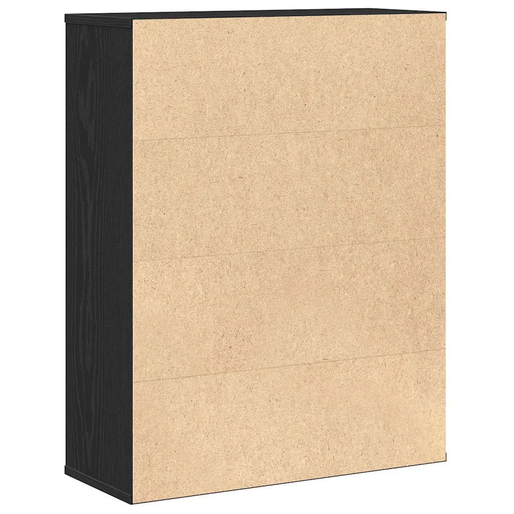 Libreria-Scaffale per Libri-Mobile di Stoccaggio Rovere Nero 60x24x76,5 cm in Legno Multistrato