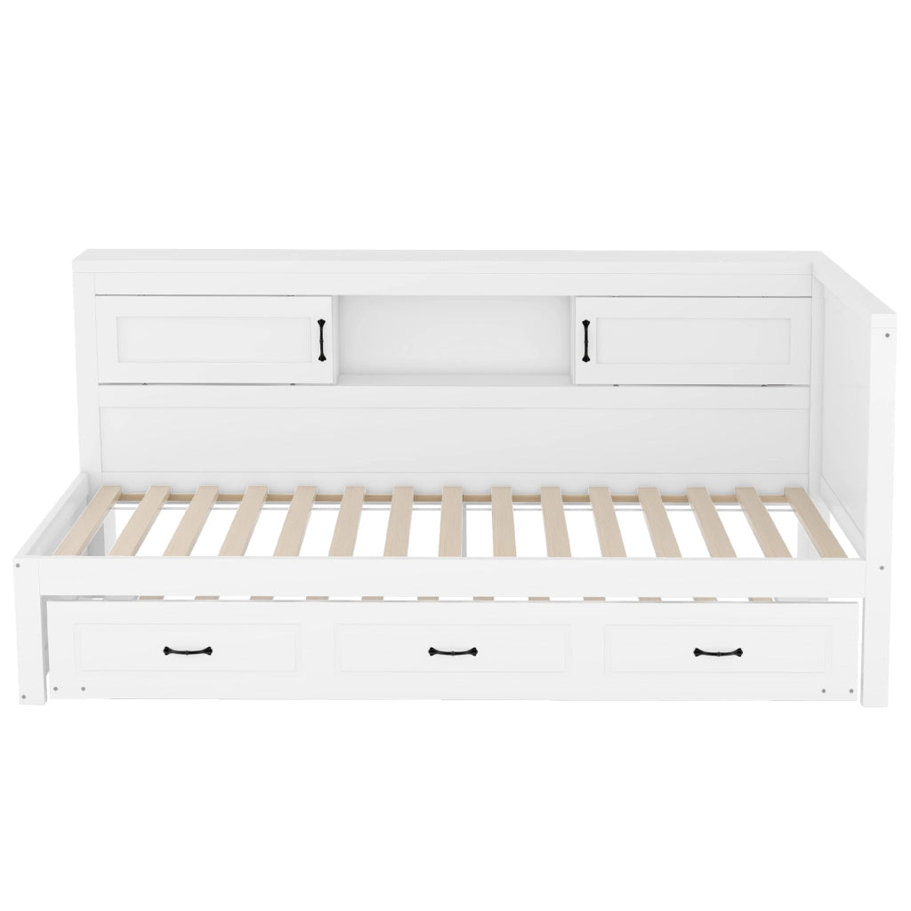 Divano letto 90x200 cm con letto estraibile; LED; prese e USB; bianco
