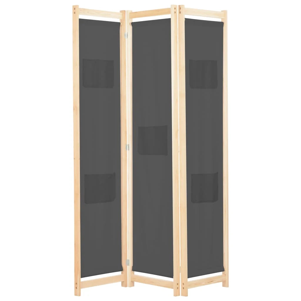 Parete divisoria divisorio mobile decorativo 3 pannelli grigio 120x4 cm tessuto 0802083