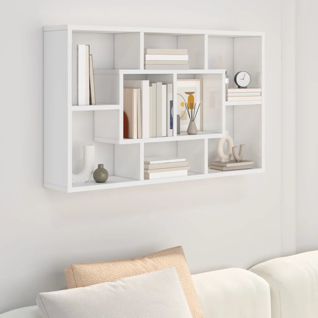 Scaffale Parete Bianco Lucido 85x16x52,5 cm Legno Multistrato 801424