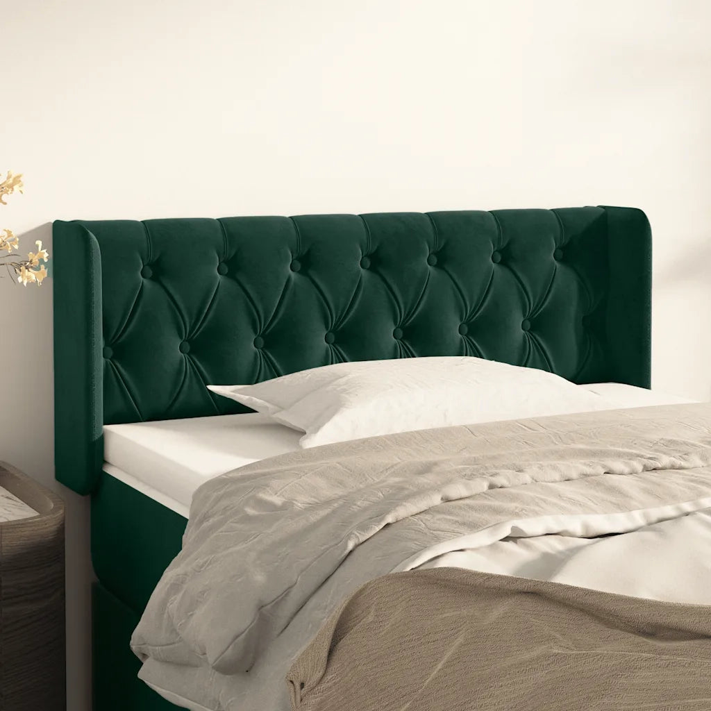 Testiera | Testata ad Orecchio Verde Scuro 103x16x78/88 cm in Velluto