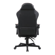 Sedia da ufficio con altezza regolabile e tasca portaoggetti sul retro; cuciture decorative in PVC rosa